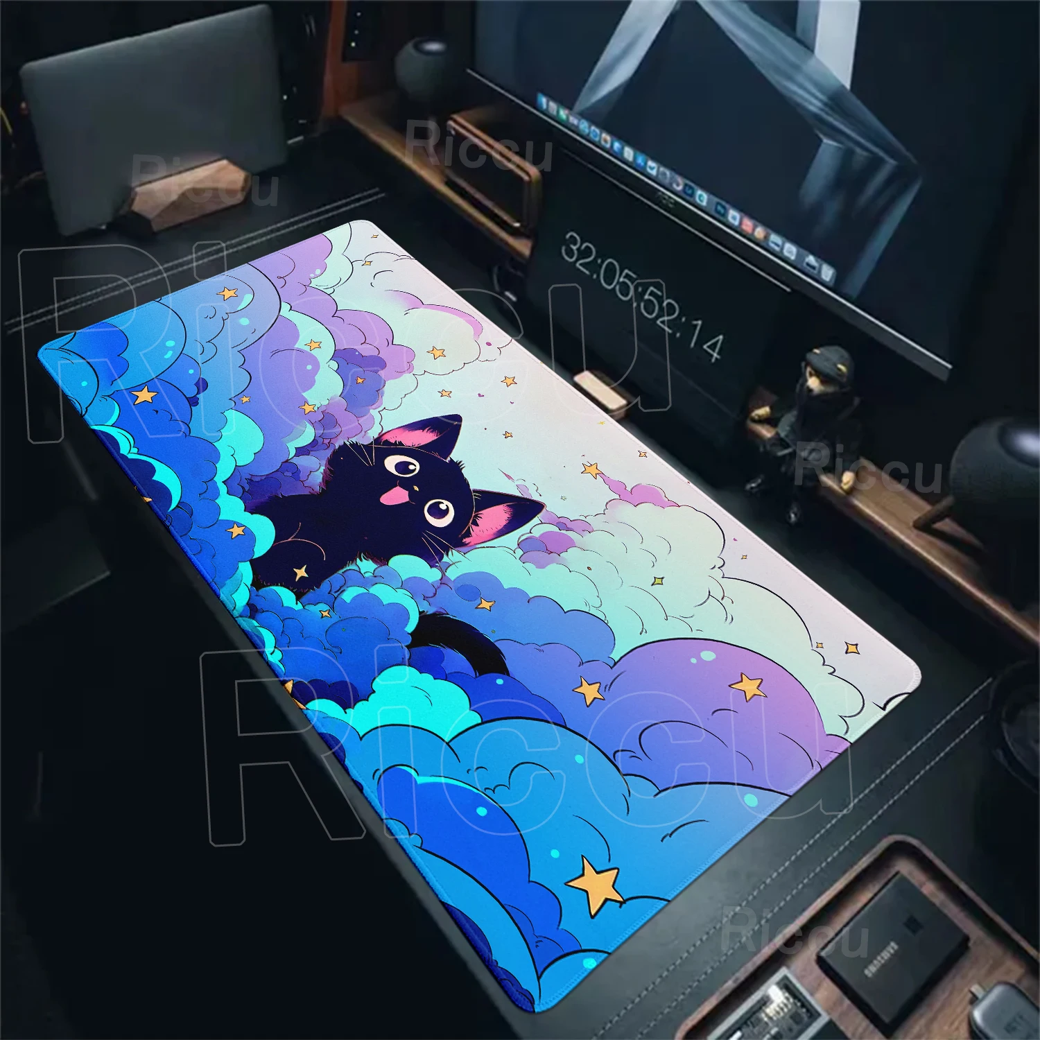 Großes Mauspad Kawaii Katze Büro Mousepad Ästhetik Mousepad Rubber Company DeskPad Cute Kitty 900x400 Tischset PC-Zubehör