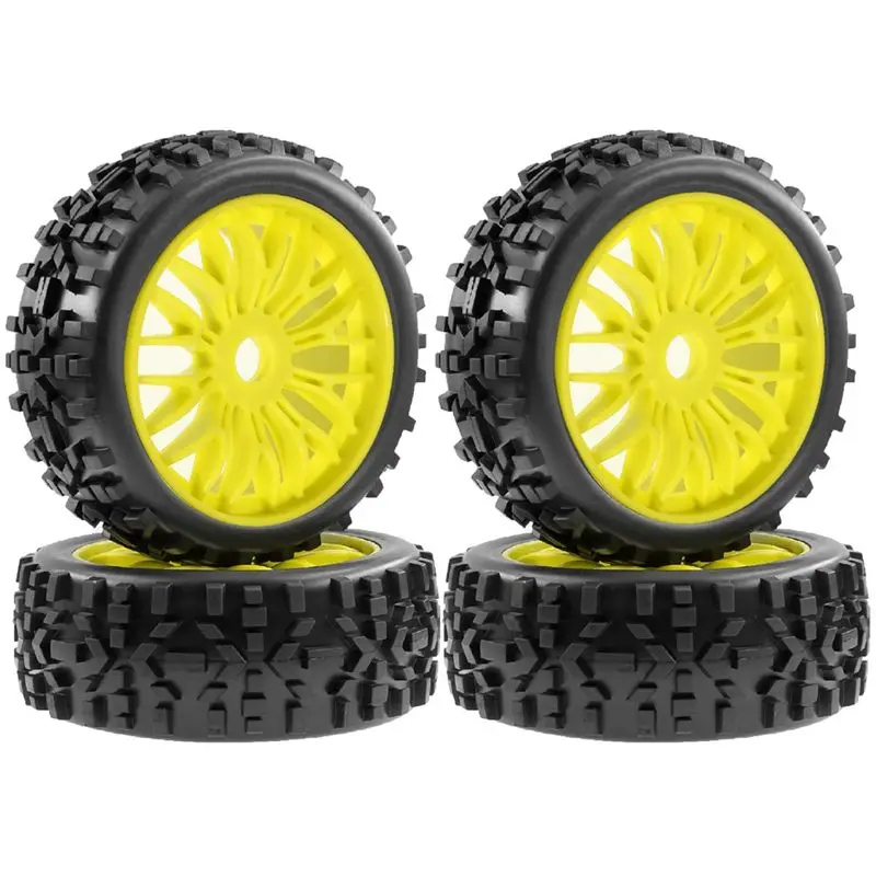 ABUM-4Pcs 115Mm RC Off-Road Buggy Car Wheel Tire Tyre 17Mm Hex For ARRMA Typhon Talion HSP Redcat Losi HPI Kyosho 1/8 Scale Yell