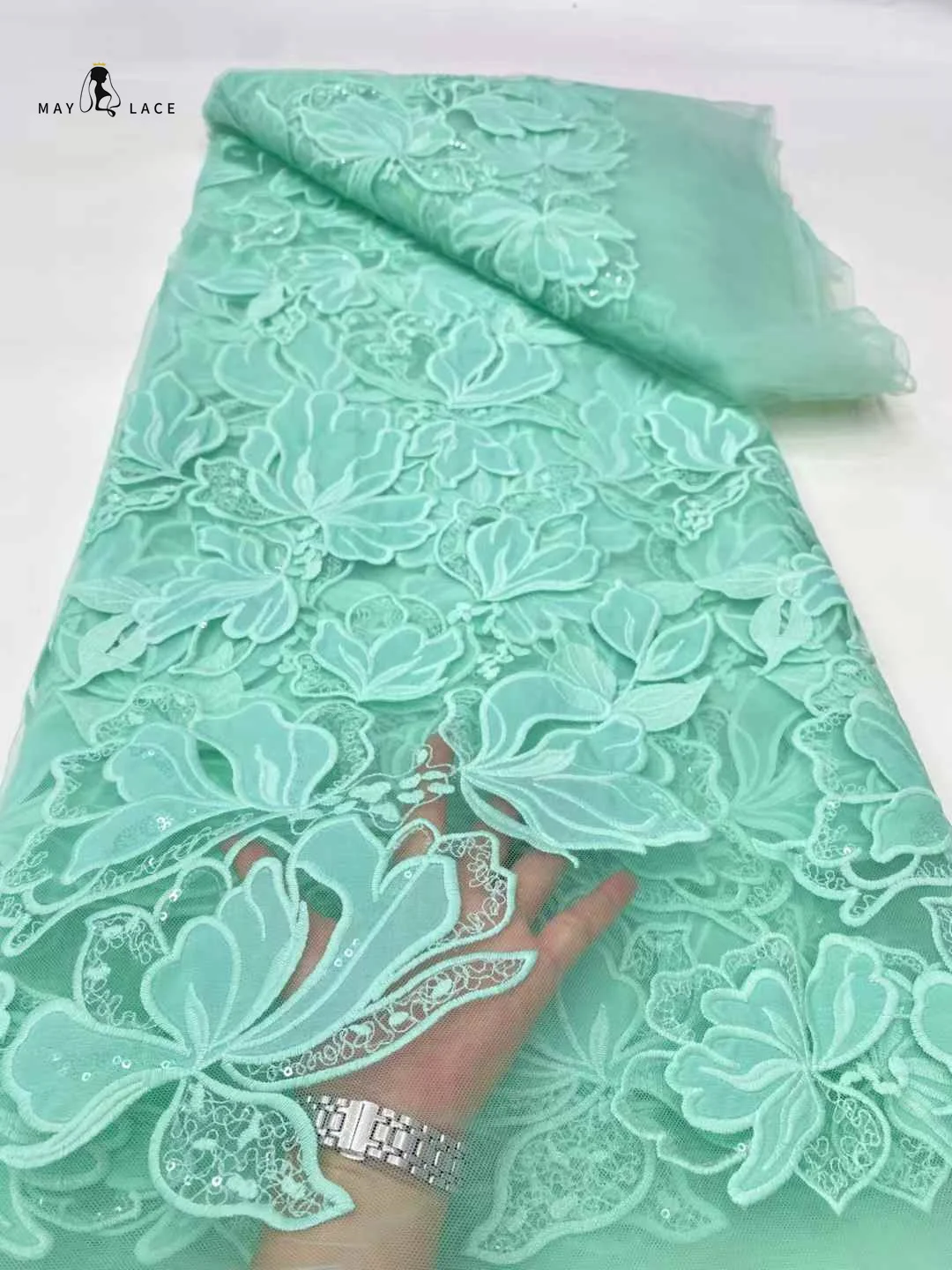 Luxury African Tulle Chiffon 2025 High Quality Nigerian Sequins Lace French Tulle Fabric For Party Dress Wedding Women Sewing