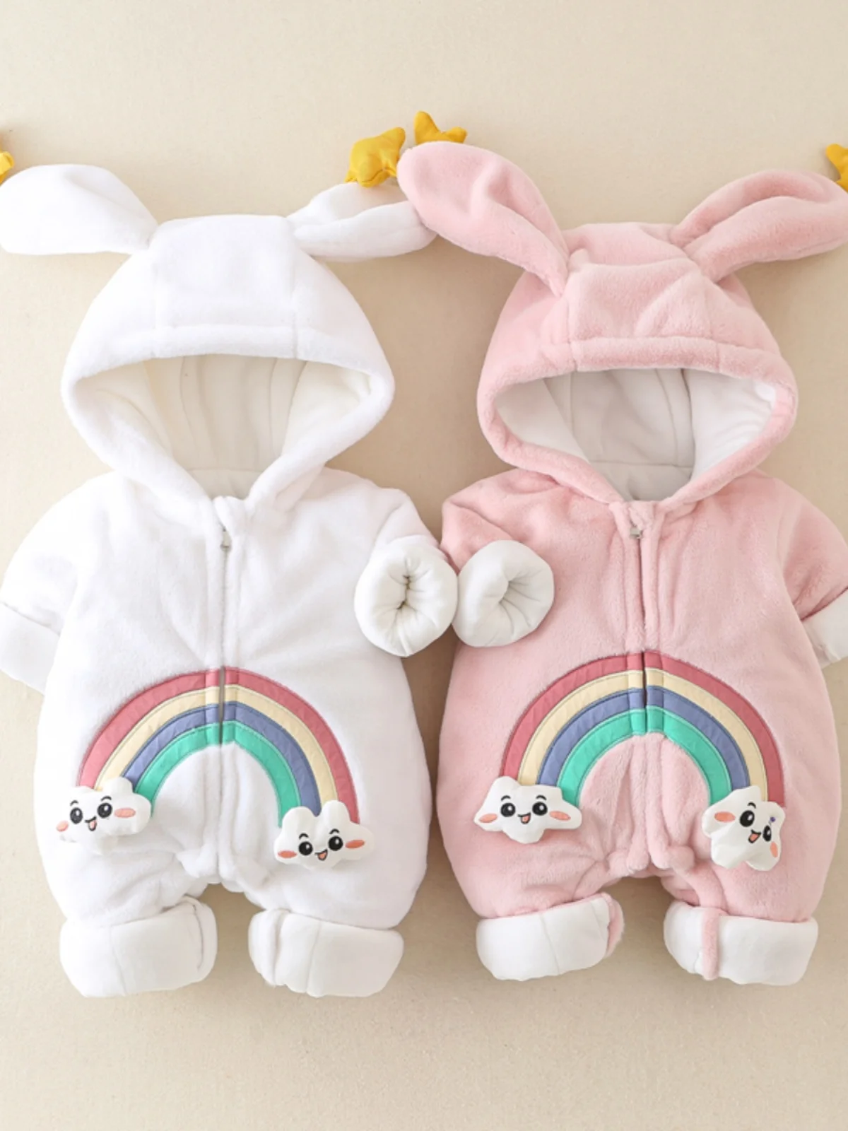 

Утепленный флисовый зимний комбинезон для малышей: милый теплый комбинезон для девочек, хлопковый, на молнии, с длинными рукавами