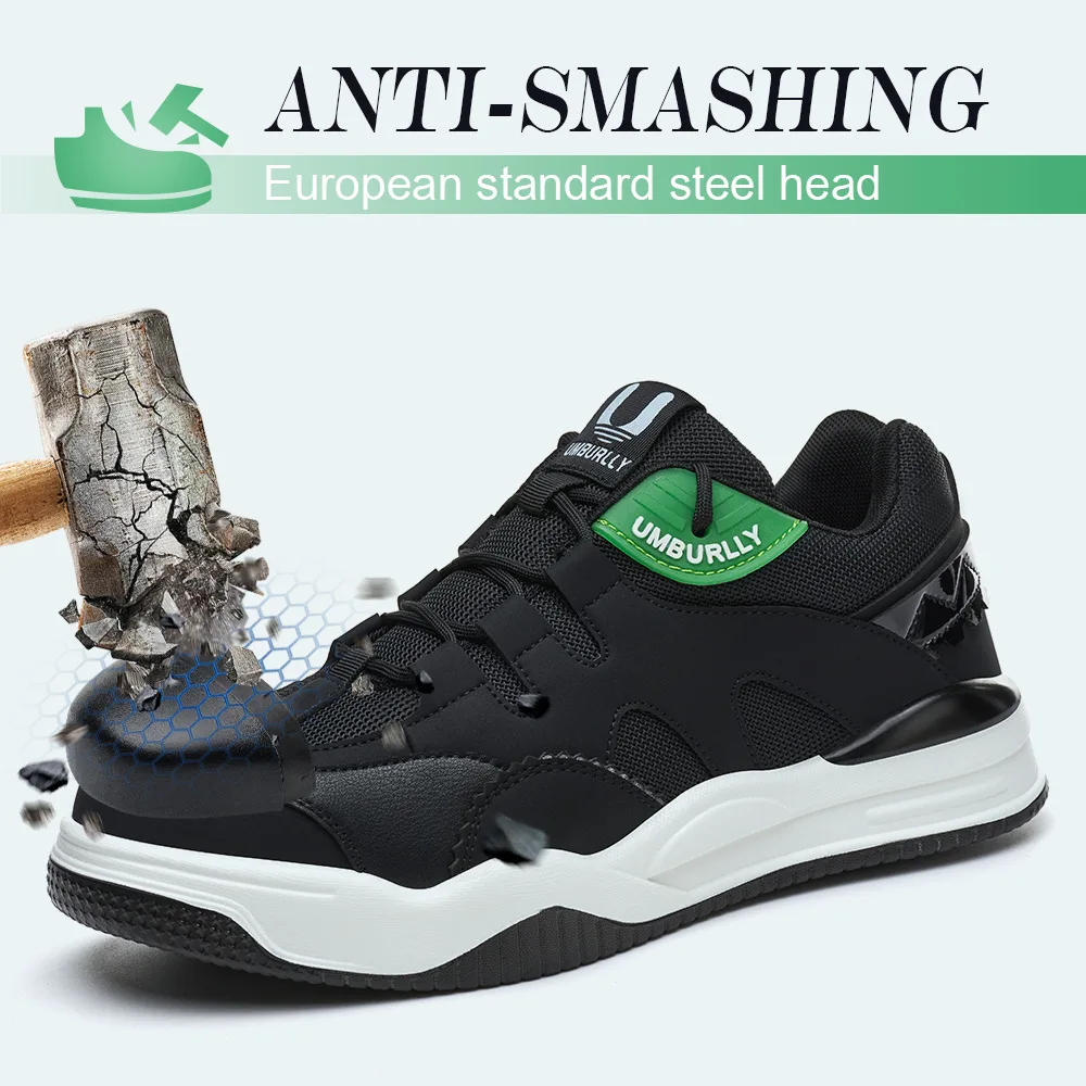 New Men's Safety Shoes Lightweight Cloud Comfort Steel Toe Puncture-Proof Work Footwear with Breathable Mesh OB Oil Resistance