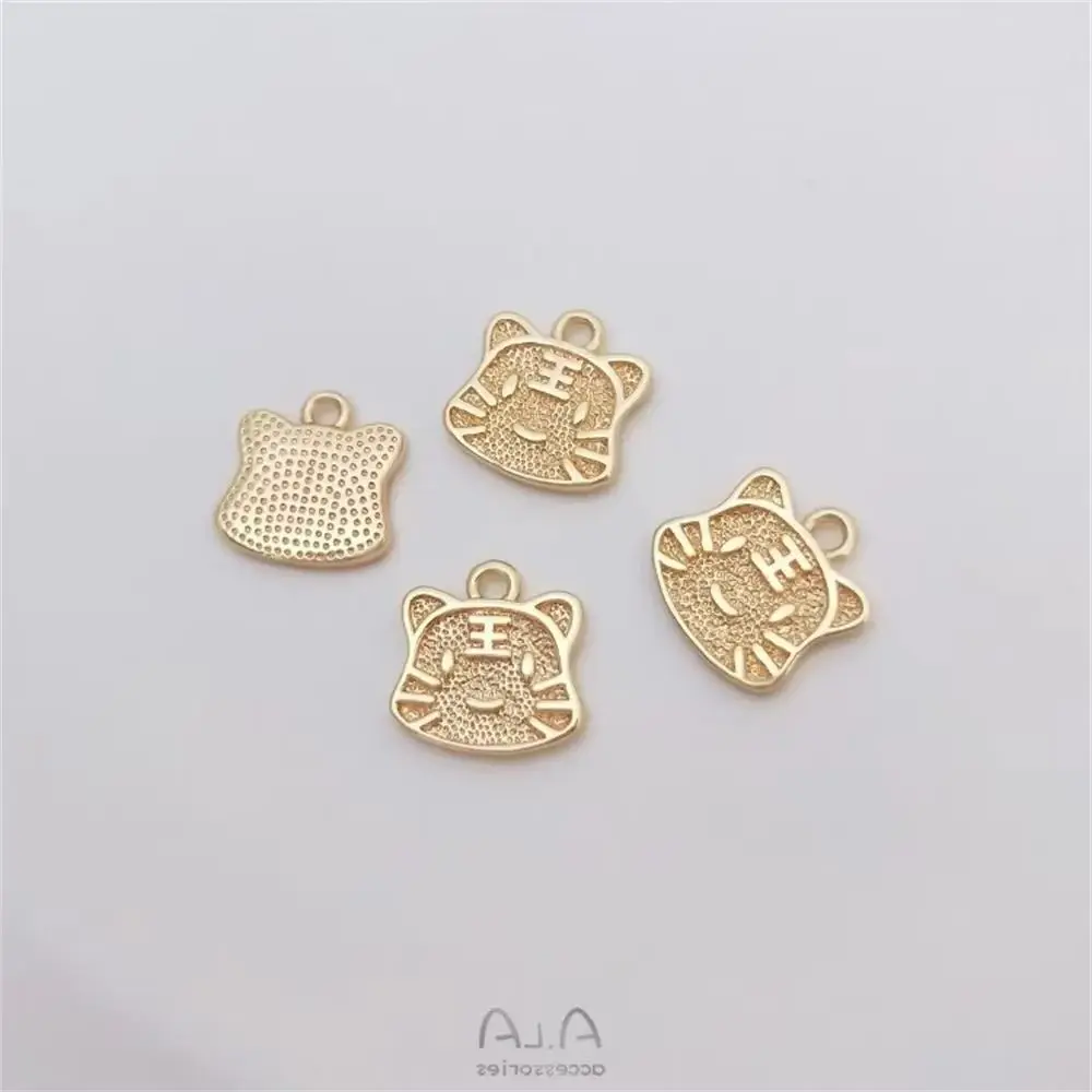 

14K Gold-plated Micro-inlaid Zircon Cute Tiger Head Pendant Animal Year Tiger Pendant Diy Jewelry Charm Pendant K312