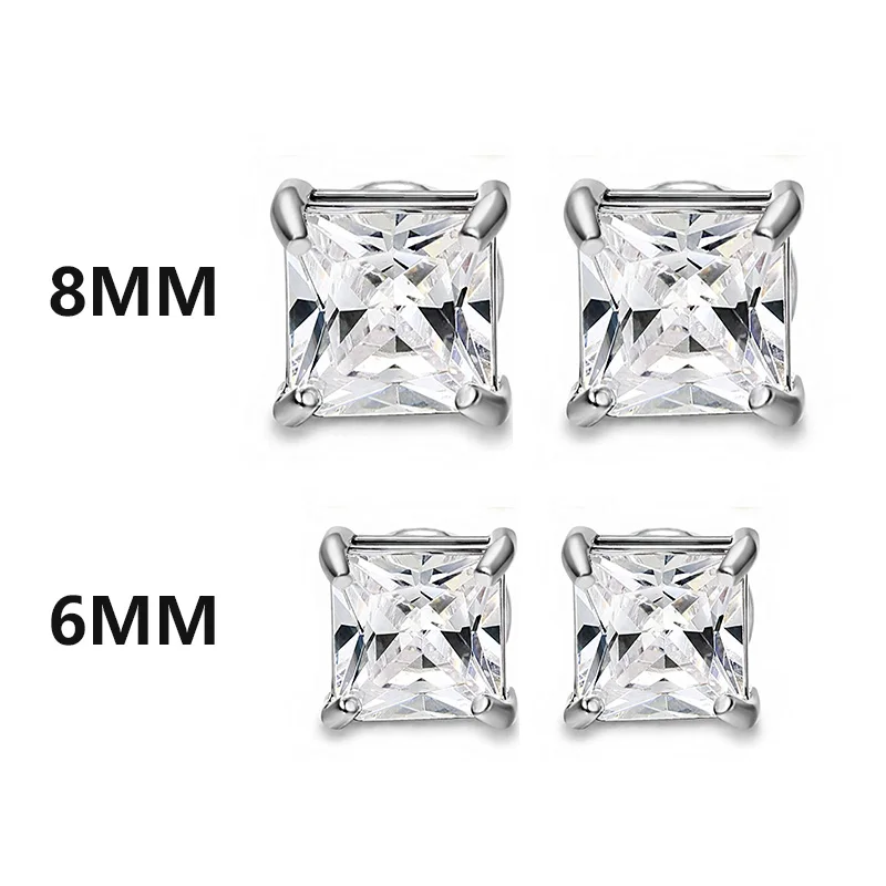 1 Pair Punk Mens Crystal Zircon Strong Magnet Magnetic Ear Stud Non Piercing korean Earrings Anti Allergic Body Jewelry Gift