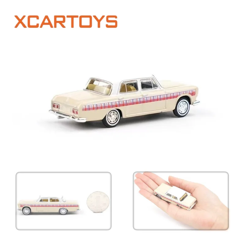 XCARTOYS 1/64 Shanghai SH760A Passenger Car Milk Tea Color Alloy Diecast Car Model Simulation Vintage Vehicle Collectible Toy