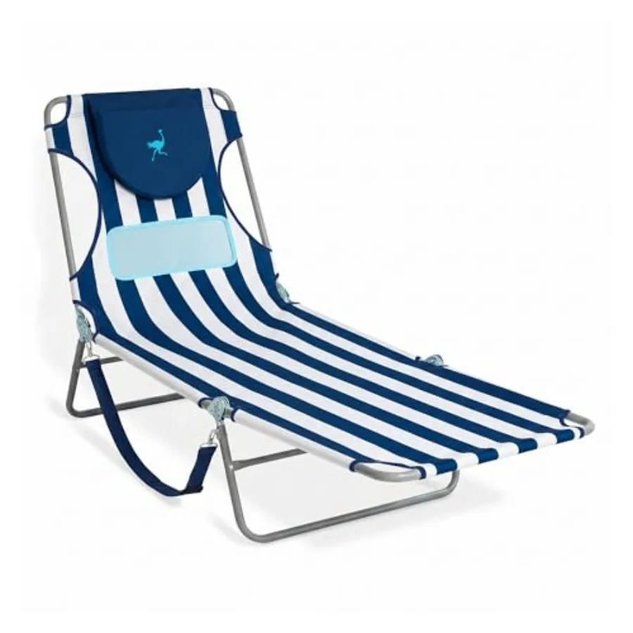 

Ladies Comfort Lounger with Chest Support, Foldable Portable Reclining Outdoor Patio Beach Lawn Camping Pool Tanning Chair, Blu
