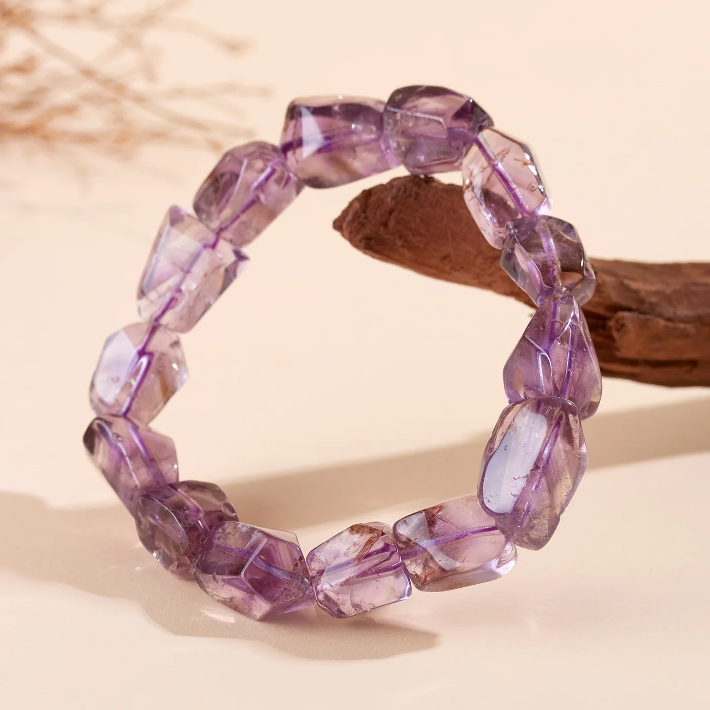 Natural Amethyst Irregular Single Loop Bracelet Translucent Stylish Original Romantic Purple Bracelet for Women Gifts