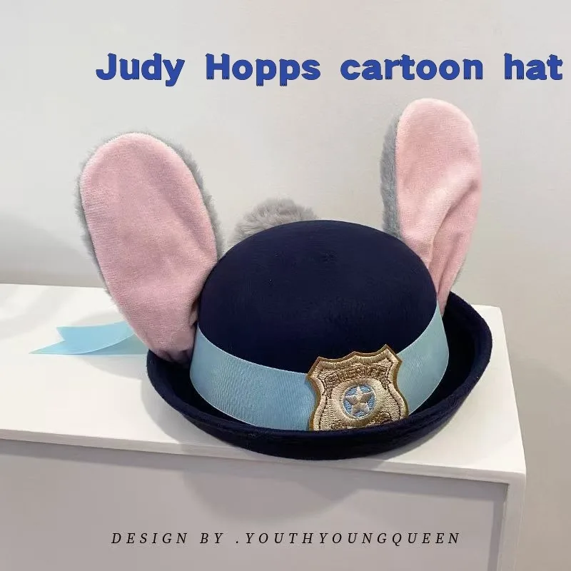 Judy Hopps Bowler Hat for Adults and Children Cosplay Headwear Cartoon Animation Parent-child Decoration Friends Holiday Gift