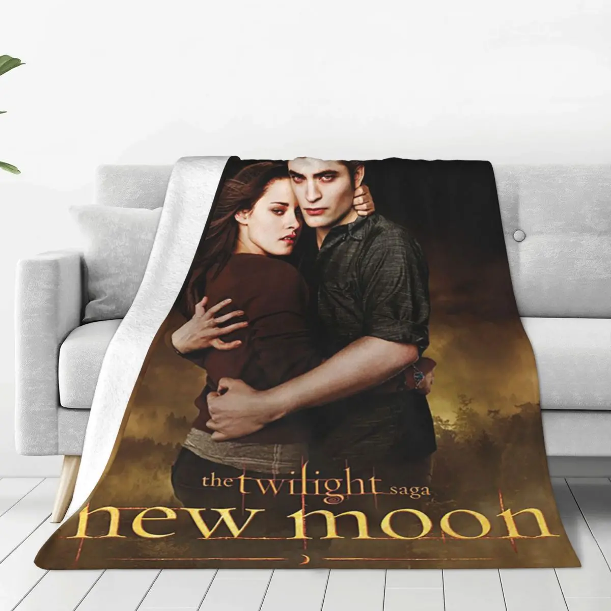 The Twilight Saga New Moon Knitted Blanket Edward Bella Flannel Throw Blanket Bedding Couch Printed Soft Warm Bedsprea