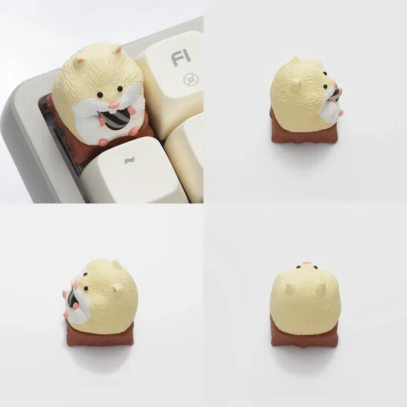 Imagem -06 - Cute Hamster Keycap para Teclado Mecânico 3d Resin Keycap Keycap Personalizado dos Desenhos Animados Design Original Presente de Acessórios Personalizados Cinza