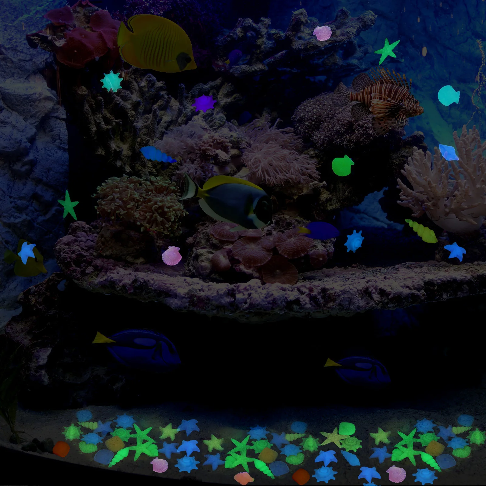 

50Pcs Luminous Shell Conch Star Shape Resin Ornaments for Aquarium Fish Tank Decorations Beach Party Decor Fish Tank Accessories