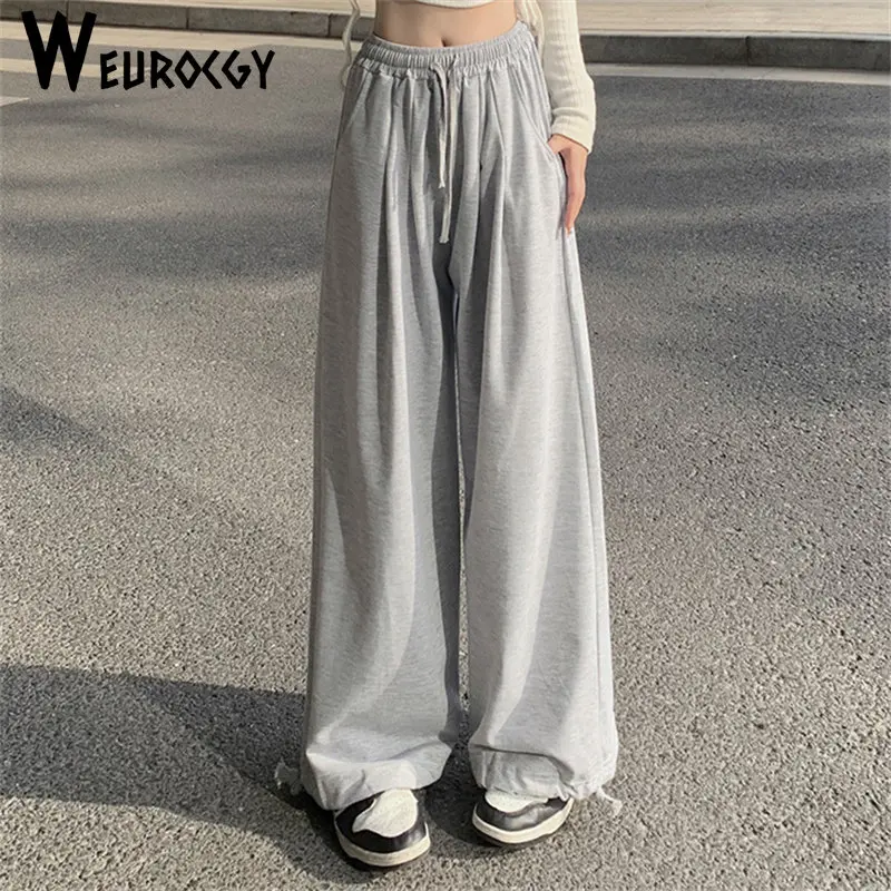 Women Sweatpants 2023 Summer New Style Fashion Korean Edition Joggers Women Vintage Pants  High Waist Loose Wide Leg Trouser