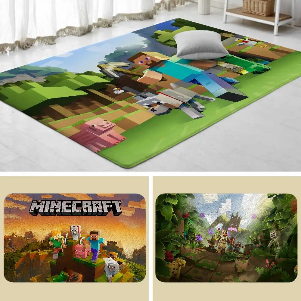 3D M-MINE Sandbox Floor Mat Printed Flannel , Suitable For Bathrooms, Kitchens, Entrances, And Other Decorate Home