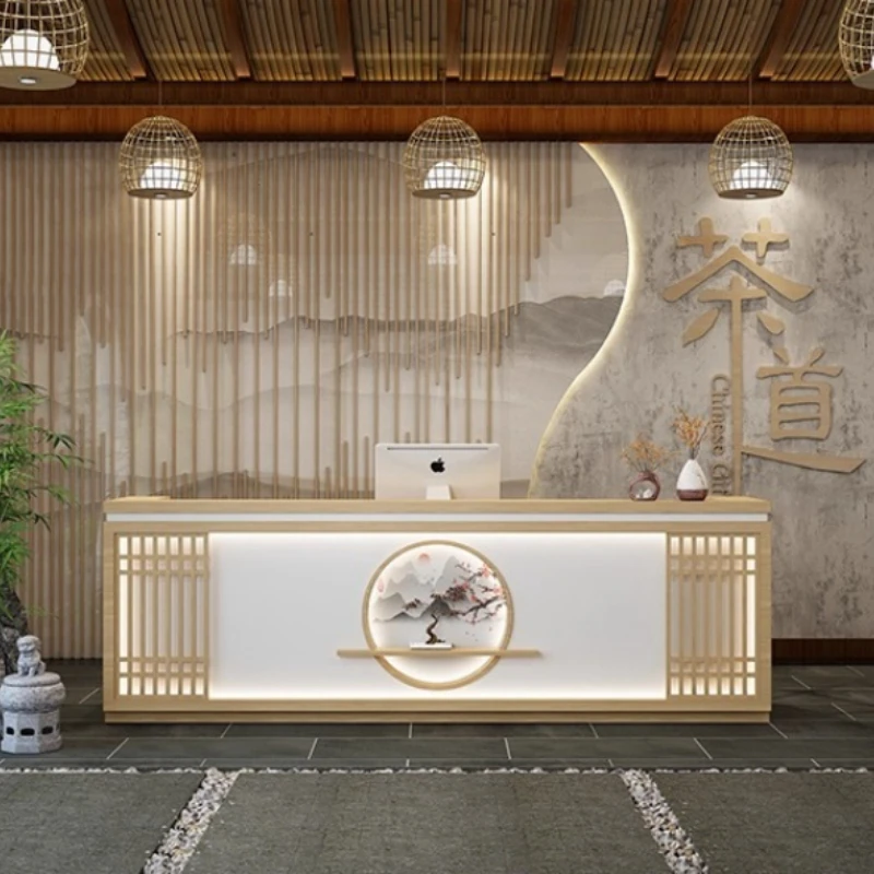 عدادات الخروج لصالونات التجميل الجديدة على الطراز الصيني للشركة مكتب الاستقبال عدادات الخروج أثاث خدمة الاستقبال Cajero JT40C