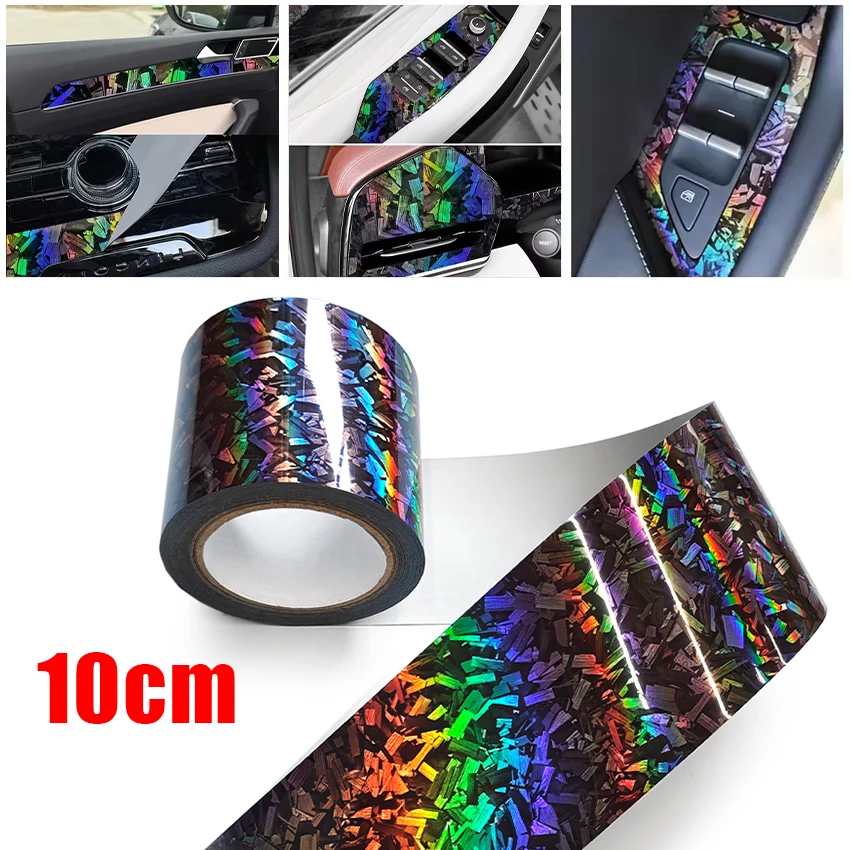 10cm Rainbow Forged Carbon Fiber Vinyl Wrap Stickers Waterproof Color Change Film Motorcycle Auto Forged Carbon Adhesive Vinyl