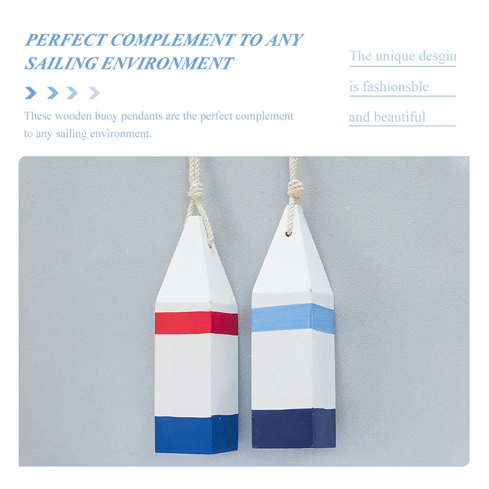 

2pcs Mediterranean Style Wooden Buoy Shape Pendant Retro Wall Hanging Ornament For Home Decor Nautical Wall Decors