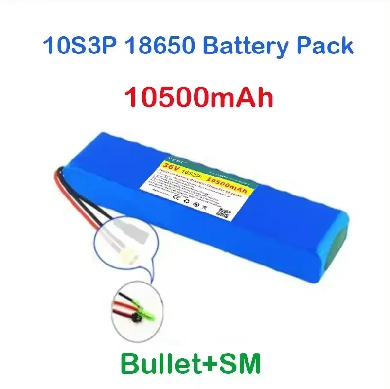 2024 NEW 36V10.5Ah Ebike Battery Pack 18650 Lithium-ion Battery 10S3P 500W-1000W, For High-power Scooter, Motorcycle Scooter DIY