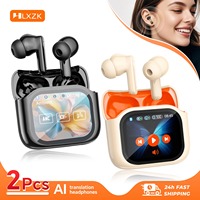 2PCS Touch Screen Translation Headphones 144 Languages Two-Way Real Time Translator Headsets Travel Business Bluetooth Earbuds