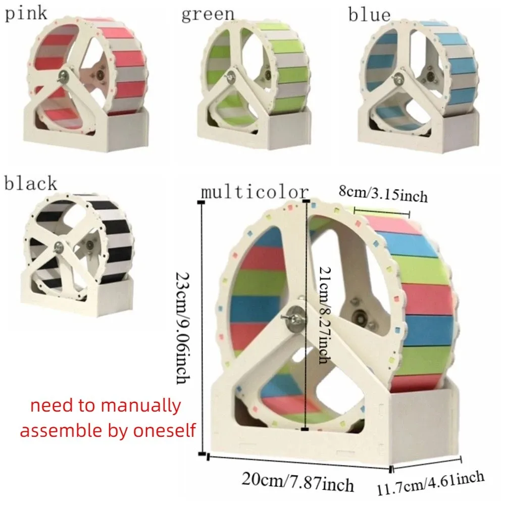 Animal Plastic Hamster Running Wheel Stable Base Silent Rodent Running Wheel 21cm Colorful Exercise Wheel for Small Animals