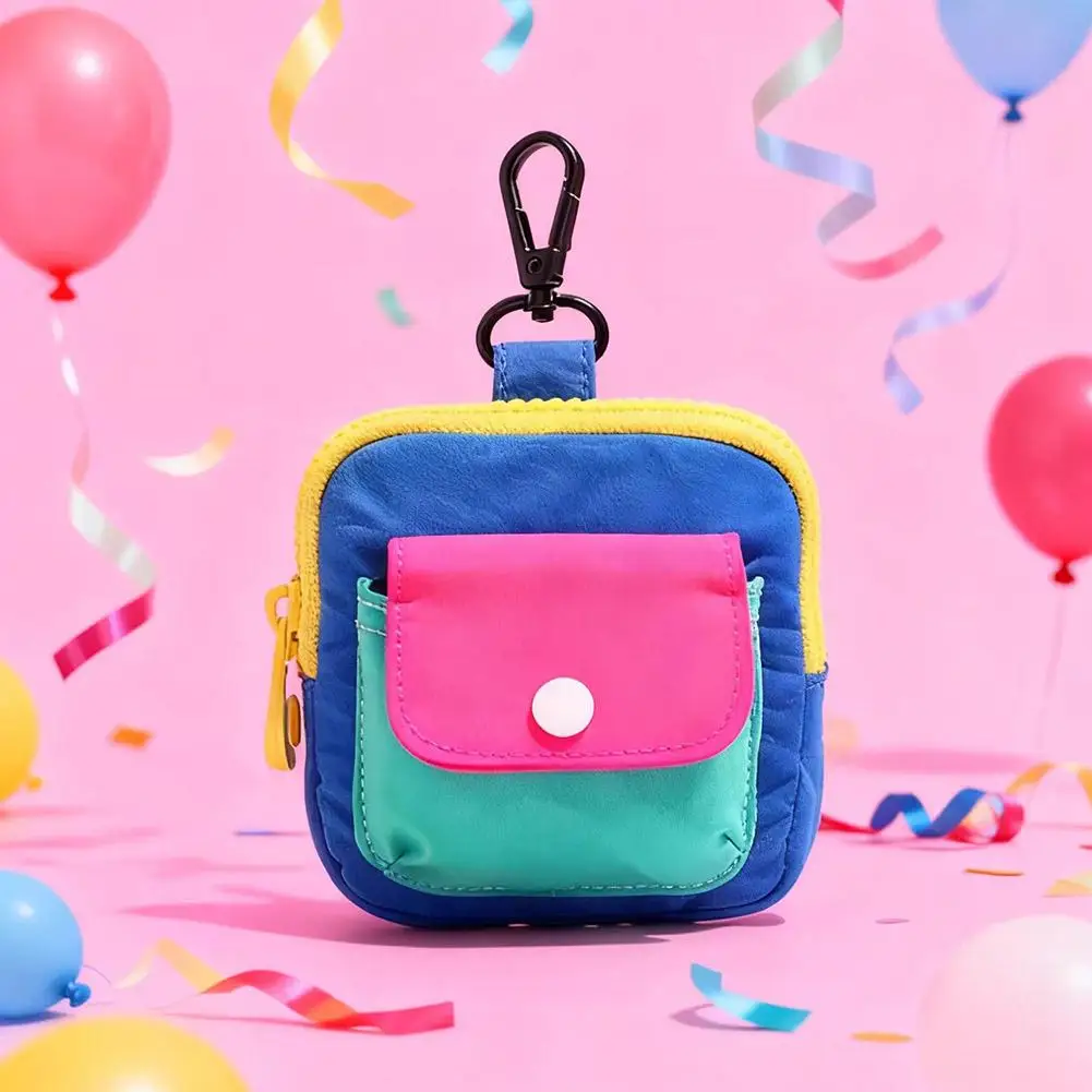 Mini Cartera de Color Dopamina con Llavero, Monedero Pequeño con Cremallera, Bolsa para Auriculares, Accesorio Lindo para Mochila, Colgante, Regalo para Mujer