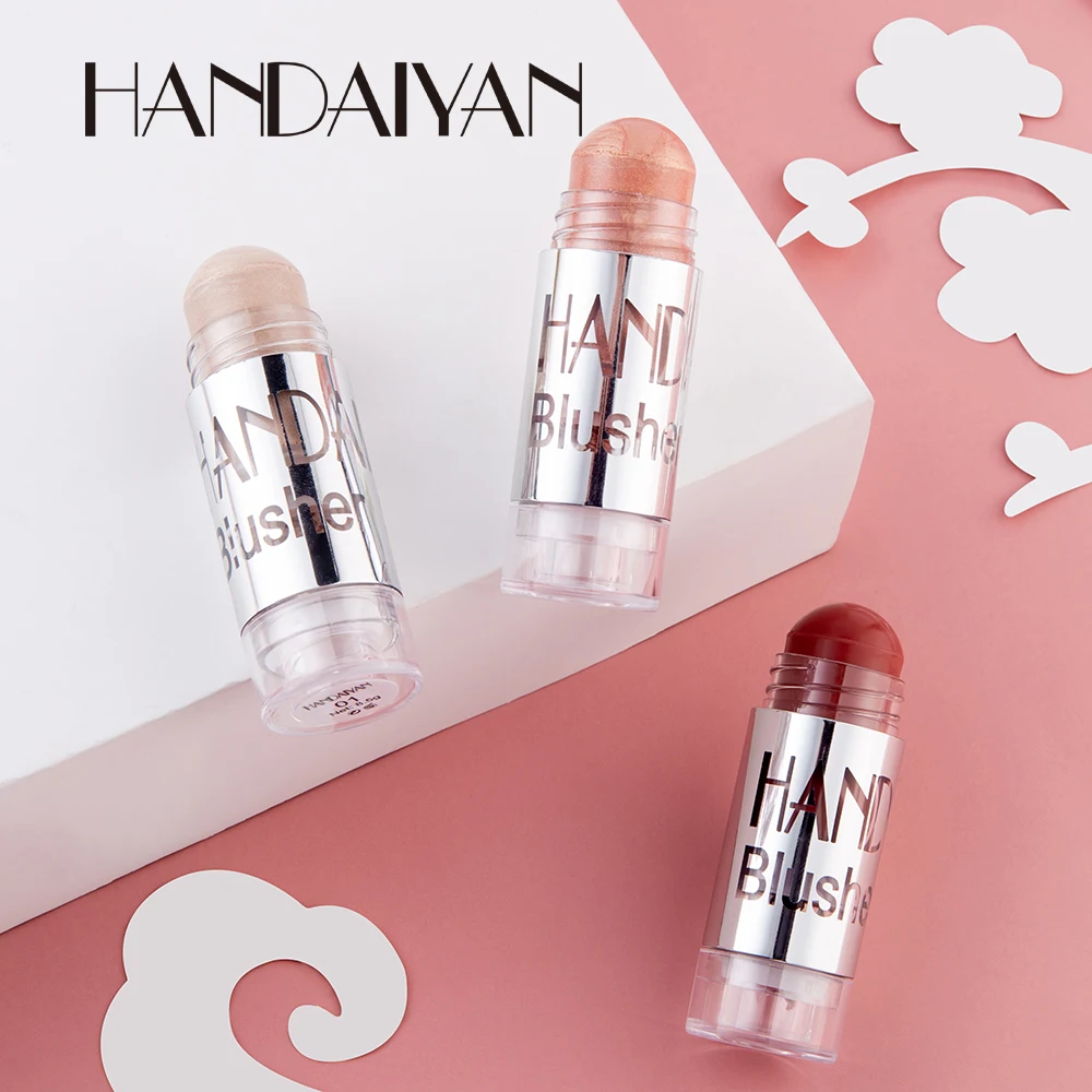 HANDAIYAN แต่งหน้า Shimmer Contour ครีม Cheek Blusher ครีมแต่งหน้า Blush Stick Face เครื่องสำอาง Brighten Pink Peach Blush Make Up