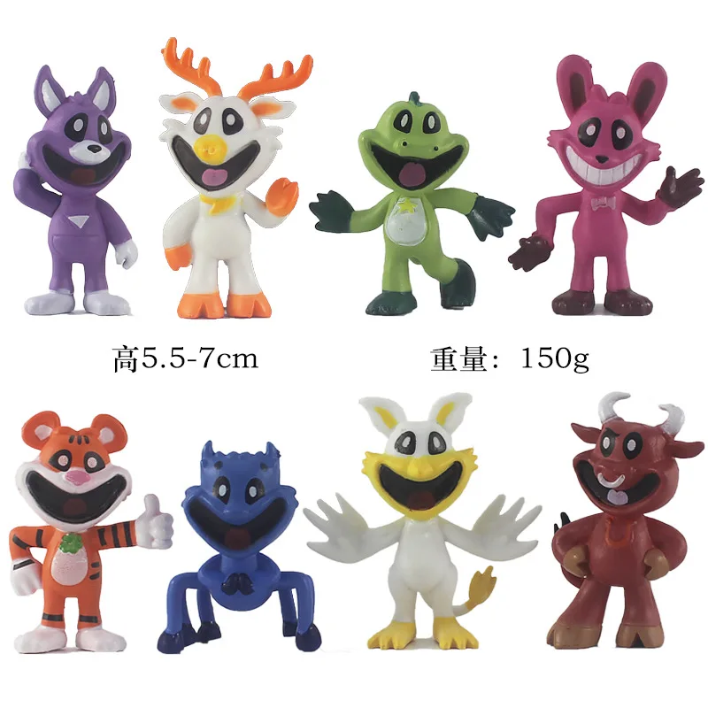 8Pcs Smiling Critters PVC Action Figures Toy for Kids Catnap Peripheral Decoration Collection GK Model Boys Girls Birthday Gifts