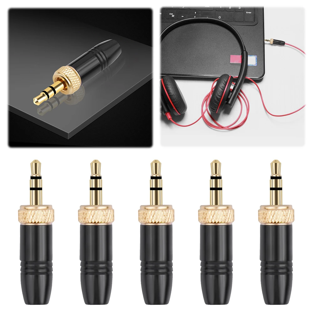 3.5mm Plugs with M6 Internal Thread 3.5mm 1/8inch Solder DIY Audio Cable Connector Spare Plug for Lavalier Wireless Microphone