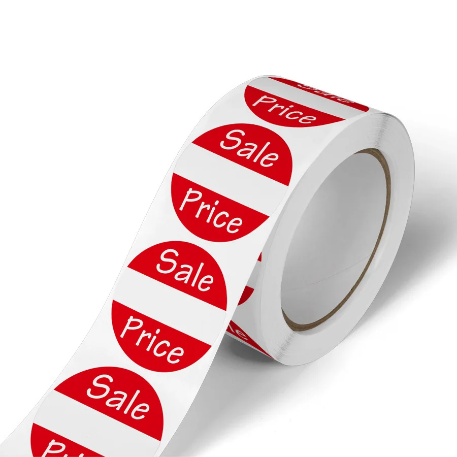 500 Uds. Marcador de precio de venta rojo pegatinas para pequeñas empresas etiquetas de papel redondas etiquetas de precios venta de suministros de tienda minorista