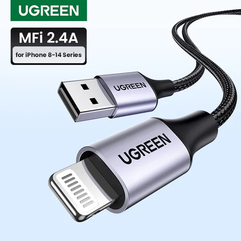 UGREEN MFi Lightning кабель для iPhone 14/13/12 Pro Max, 2.4A, быстрая зарядка — фото модели
