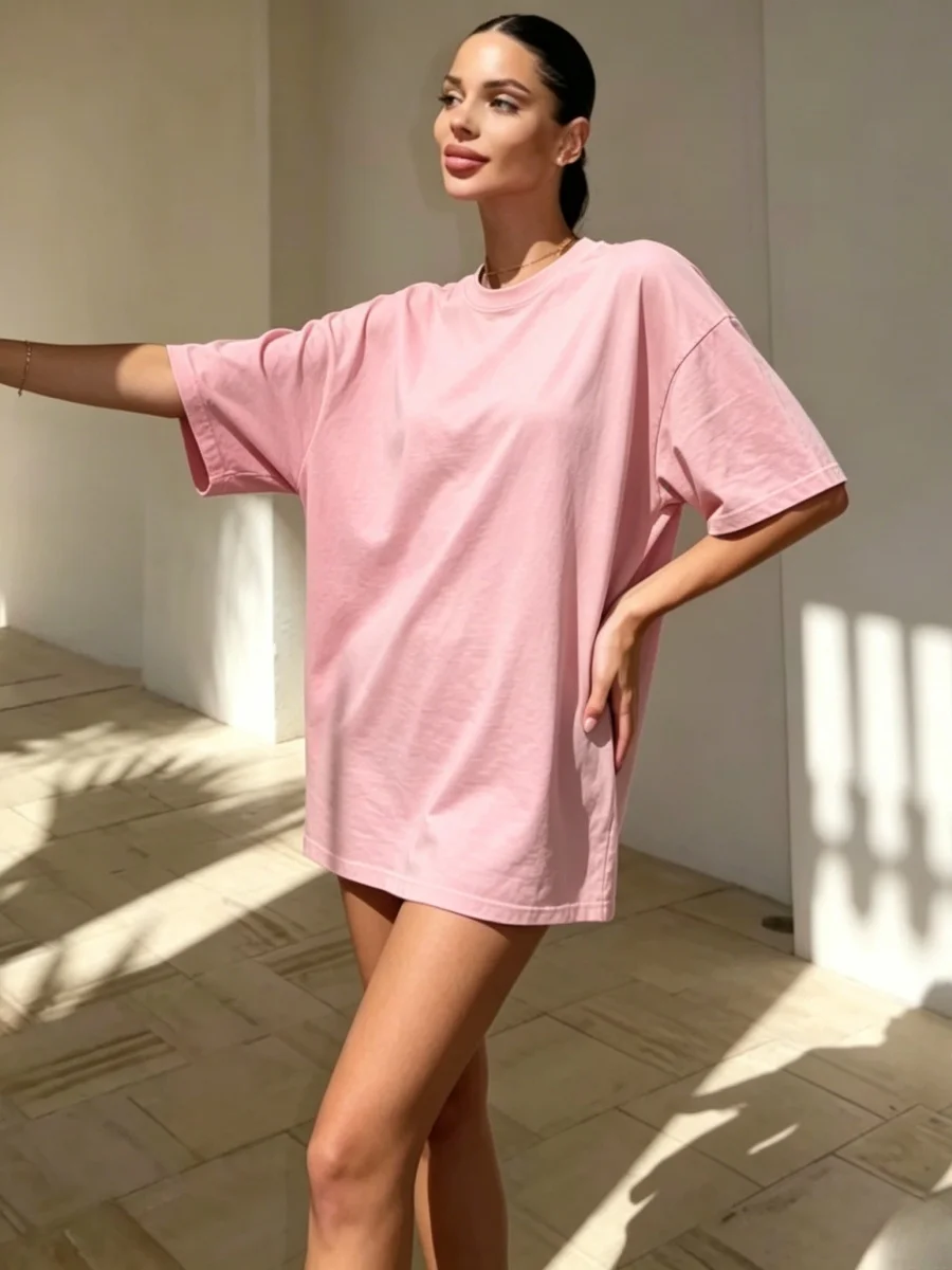 T-Shirts, leicht, lässig, O-Ausschnitt, schlicht, für den Arbeitsweg, für Erwachsene, vielseitig, exquisit, T-Shirts für Damen, Sommer, seidig, klassisch, Verkaufsschlager