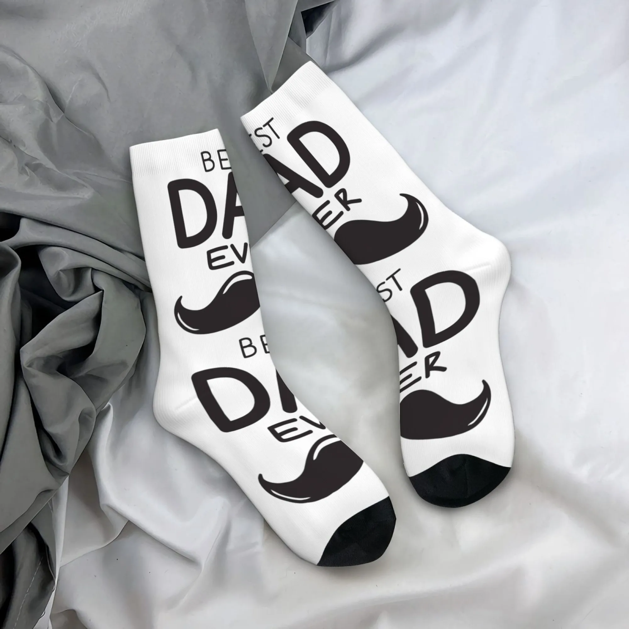 Simple Father's Day Themed Printed Mid-calf Socks with A Retro Mustache and Eye-catching Style Soft Warm Gift for Fathers