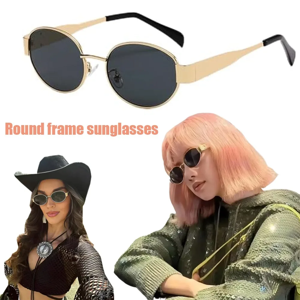 

Овальные солнцезащитные очки в стиле ретро в металлической оправе для женщин и мужчин, брендовые дизайнерские винтажные круглые солнцезащитные очки, роскошные зеленые линзы 90-х годов, мужские солнцезащитные очки UV