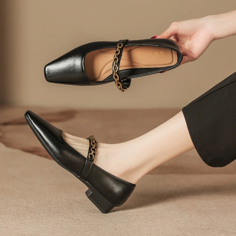 

Women's Mary Jane leather shoes2026New Spring and Autumn Vintage Shallow-Neck Soft Leather Soft-Soled Shoes