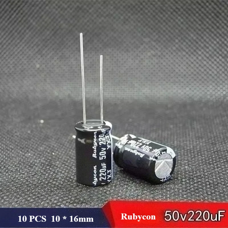 

(10 шт.) 220 мкФ 50 В Rubycon 50 В 220 мкФ Высокочастотный алюминиевый электролитический конденсатор YXJ с низким сопротивлением 10*16 мм через отверстие