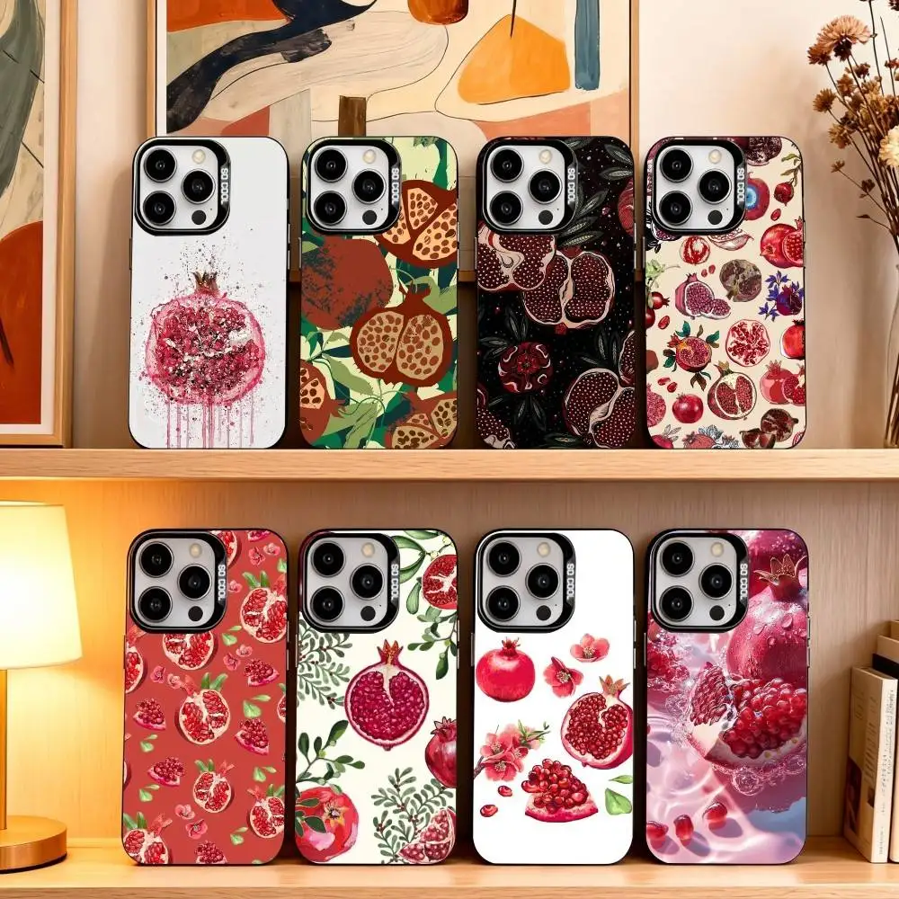 

R-Red Fruit Pomegranate Phone Case For iPhone17,16,15,14,13,12,11 Plus,Pro Max Black Candy silver phone case
