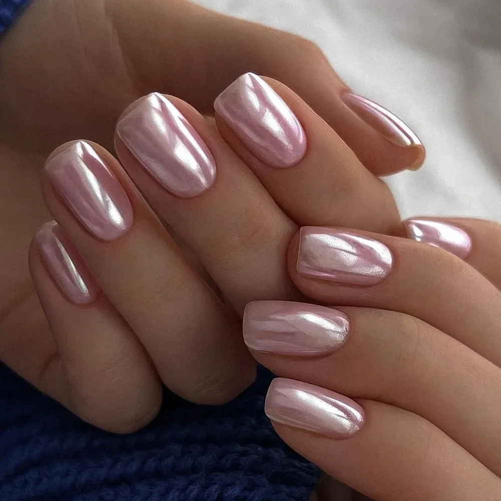 Illusion Glossy Pink Sweet Solid Color False Art Nails Wearable Detachable Finished Fake Nails Tip Press on Nails Manicure Tools