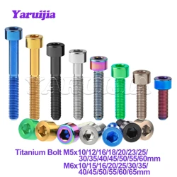 Yaruijia Titanium Bolts M5/M6x10/12/15/16/18/20/23/25/30/35/40/45/50/55/60/65mm Allen Key for Bicycle Stem Seatpost Bike Parts