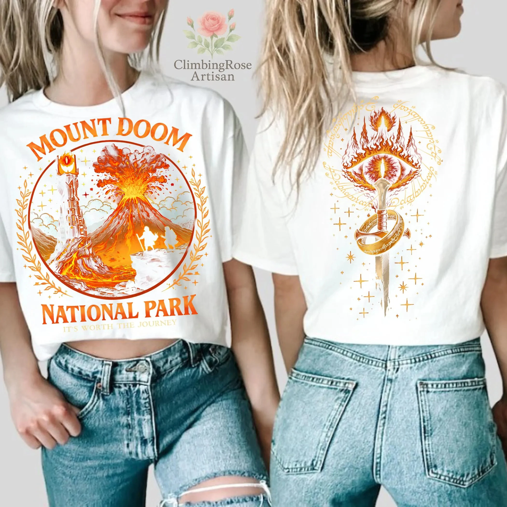2026 Summer Women's Vintage Mount Doom National Park T-Shirt  Unisex Cotton and Breathable Short Sleeve Oversized Loose Casual