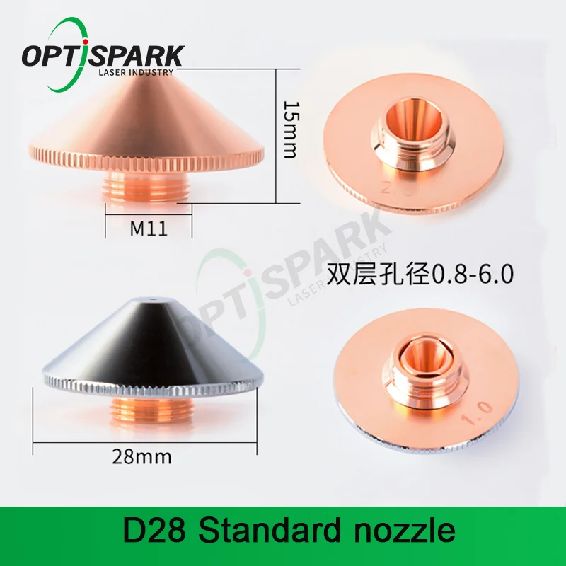 Laser Nozzle Fiber Cutting Machine Nozzle Single and Double-layer Copper Nozzle D28 For WSX CQWY Nozzle 0.8-9.0mm Accessories