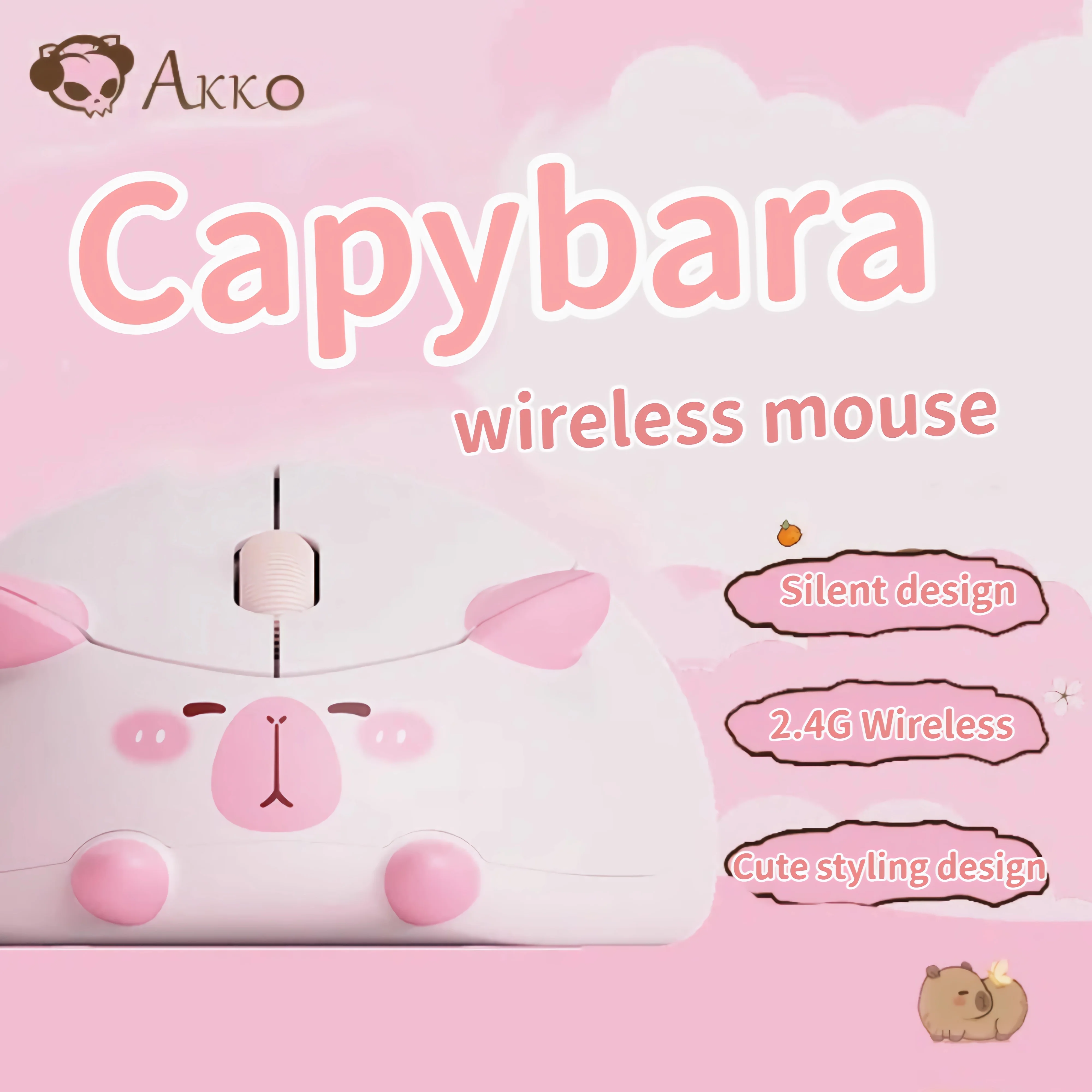 capybara mouse leve sem fio portatil 24g optica ergonomica criativo bonito optica area de trabalho laptop pc universal para menina presente 01