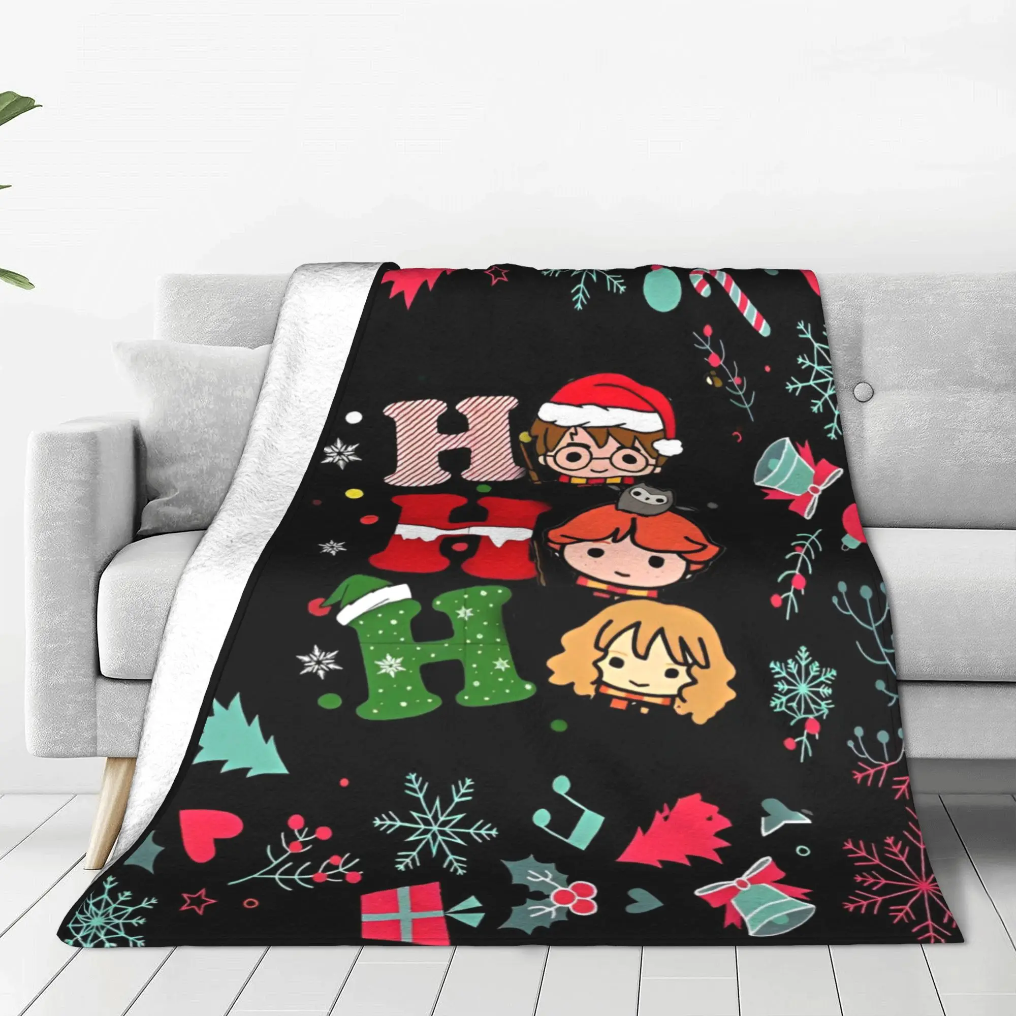 MINISO Harry Potter Christmas Themes Blanket  Fuzzy Vintage Breathable Throw Blanket for Bed Sofa Summer