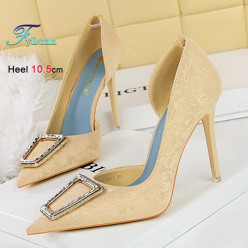

Light Luxury Women's Pumps Side Hollow Pointed Toe Shallow Mouth Design Shoes Metallic Strap Elegant Stiletto Sexy Wedding Heels
