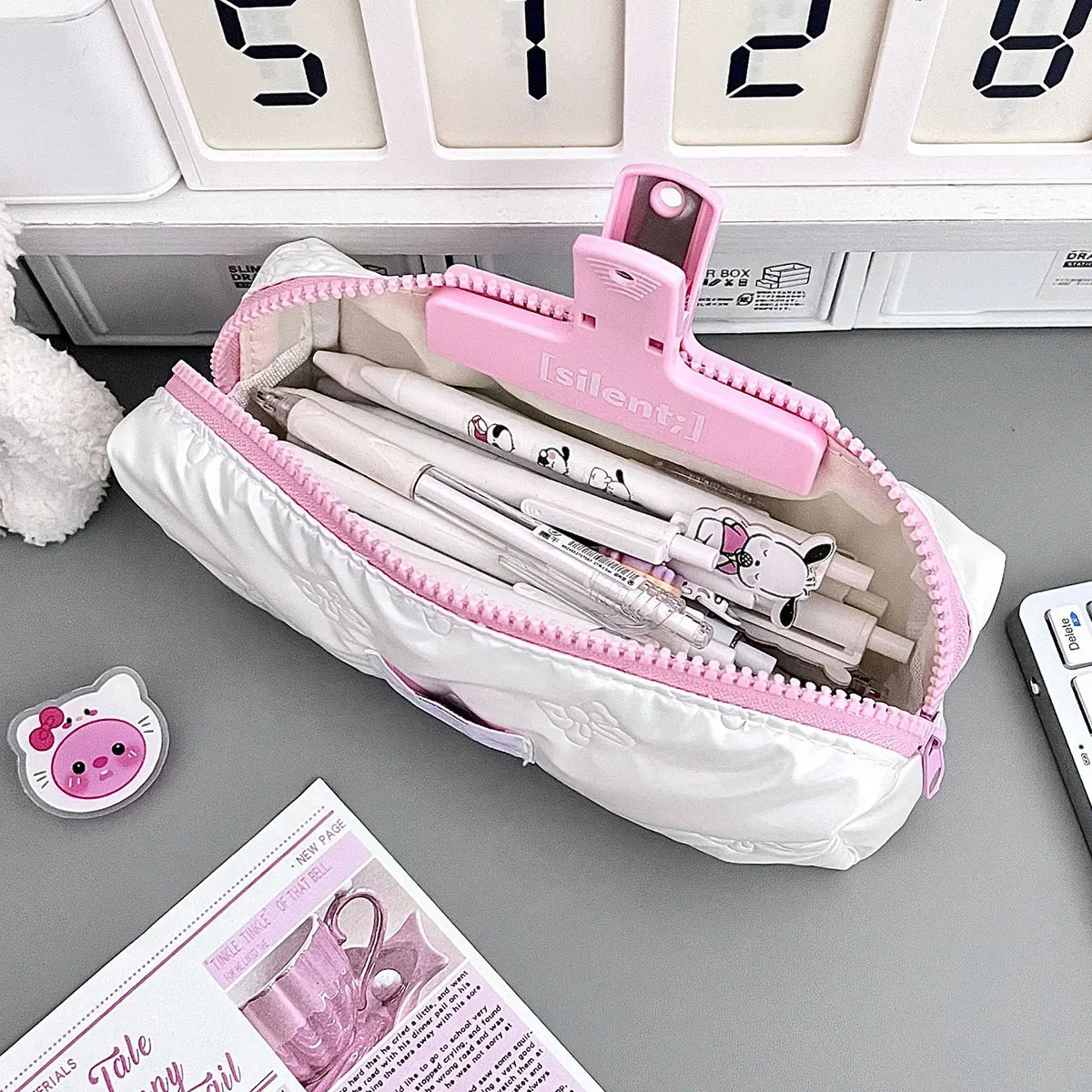 1pcs Creative Pink Bow Pencil Case Large Capacity Storage Pencil Bags Multi-Functional Stationery Organizer Bag