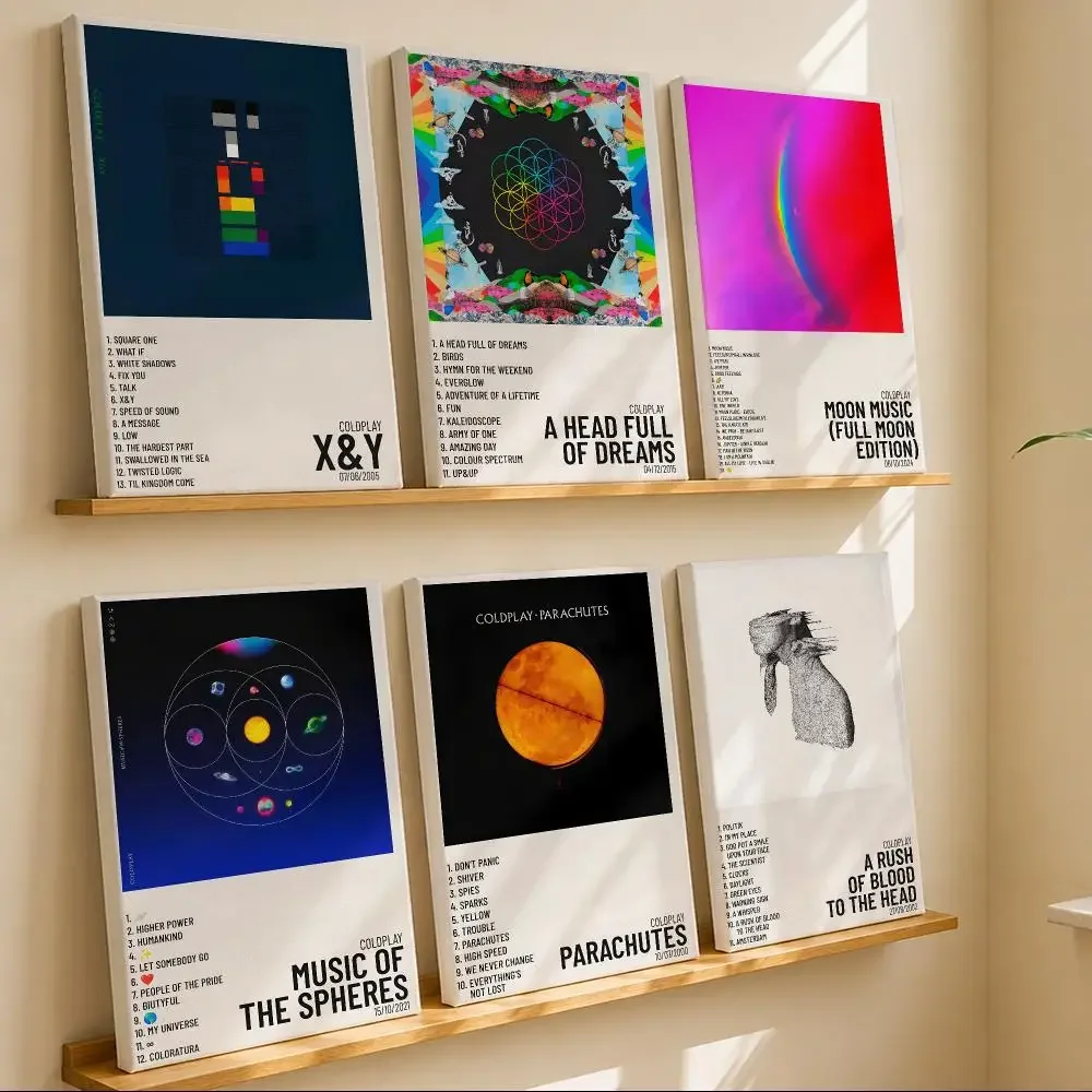Band C-Coldplay Album Cover Framed Wall Painting Wooden Framed Canvas Poster Wall Art HD Waterproof Print Home Decor