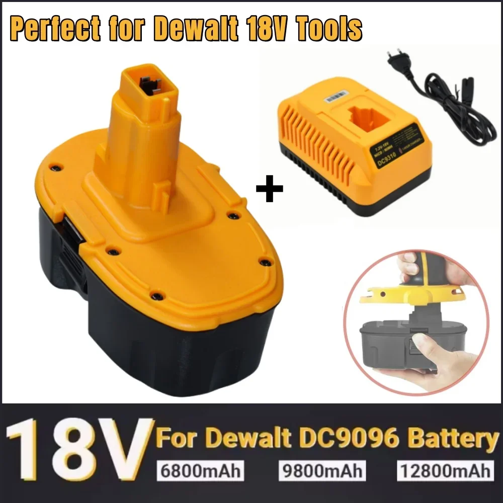 DC9096 18V 12800mAh Ni-MH Power Tool for Dewalt DC9096 DE9039 DE9095 DW9098 DE9503 DW9096 Replacement Battery