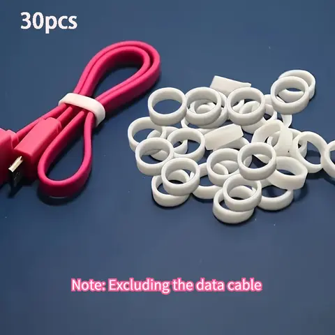30 Peças de Abraçadeiras de Silicone – Tiras de Borracha de Alta Elasticidade para Organizar Fios e Cabos de Dados, Reutilizáveis e Duráveis, Ideais para Casa