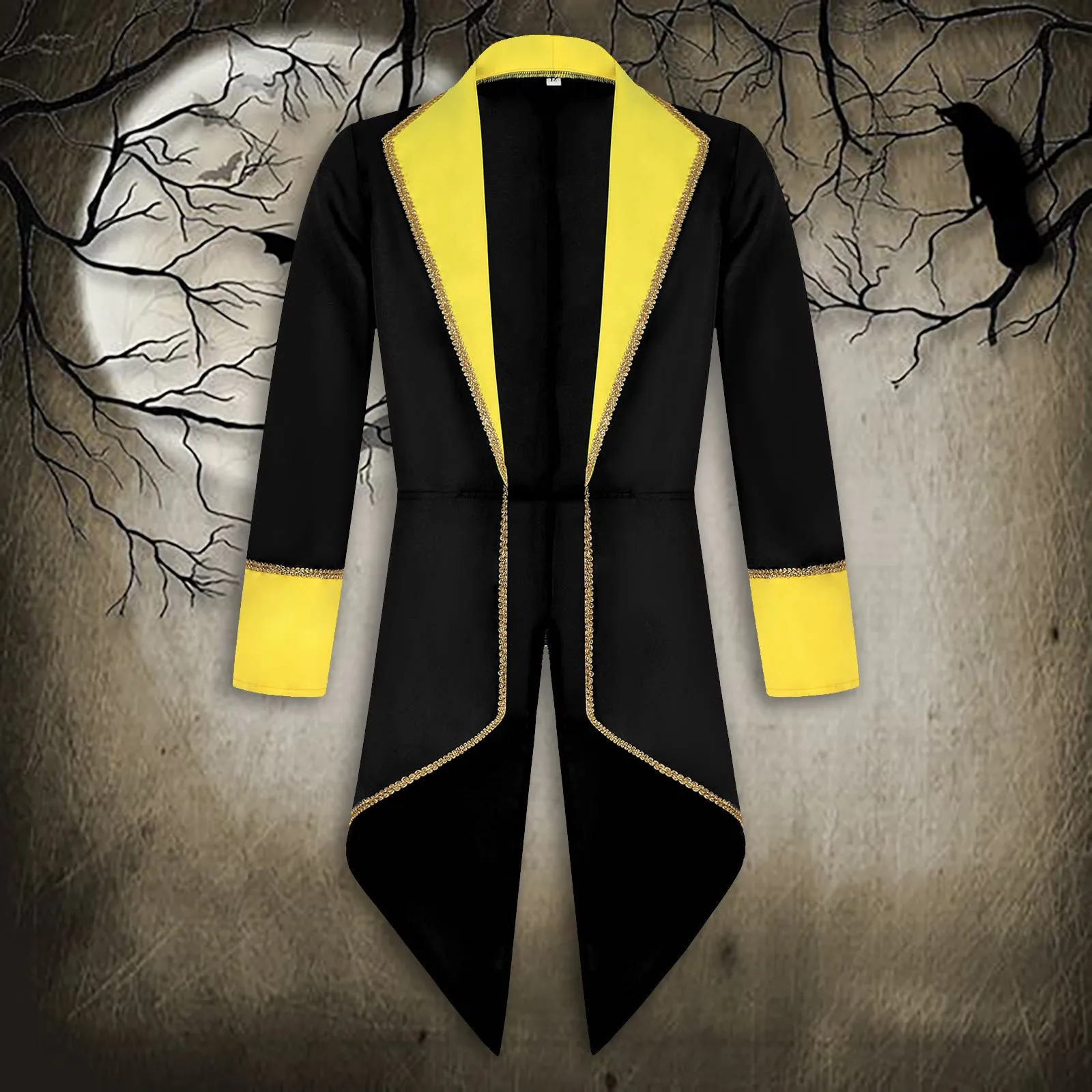 Halloween Male Tuxedo Medieval Retro Cosplay Costume Mid Length Punk Male Coat Party Vintage Costume Gothic Jacket Punk Coats