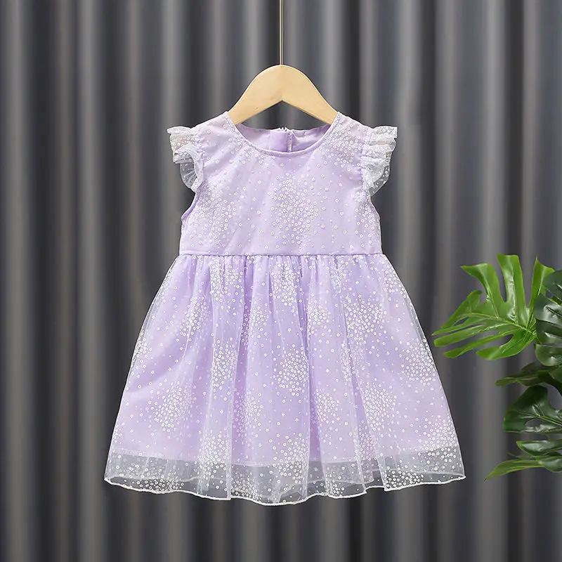 3-8 Years Old Children‘s Butterfly Wing Dress Polka-dot Princess 100% Cotton Summer Fluffy Dress