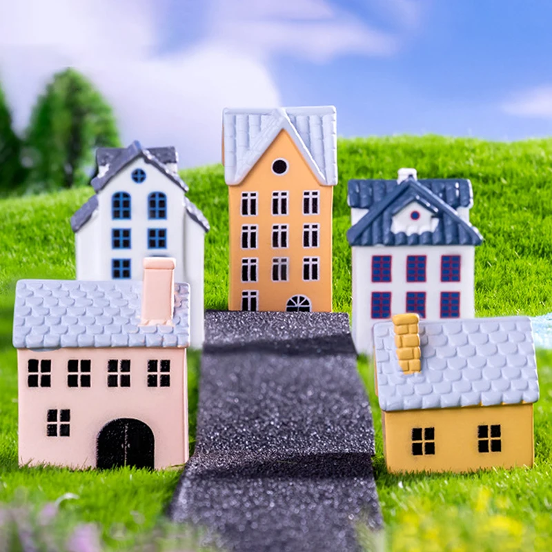 Criativo Moderno Pequena Casa Paisagem Estatueta, Estátua em Miniatura, DIY Decoração Home, Pequenos Ornamentos, Artesanato Bonito, Presentes de Moda