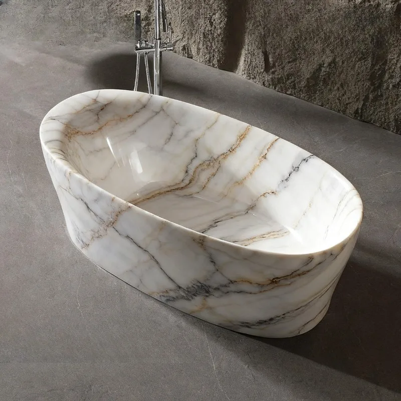 Natural Luxury Stone Artificial Stone Bathtub Villa Freestanding Bathtub