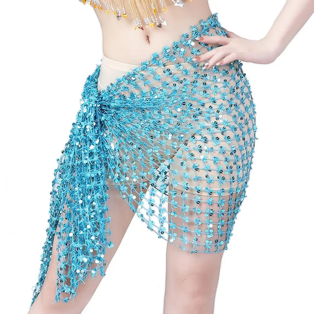 Belly Dance Hip Scarf Sequin Woven Wrap Skirt Chain Belt Rave Oriental Dancer Performance Costume Accessory Carnival Indian